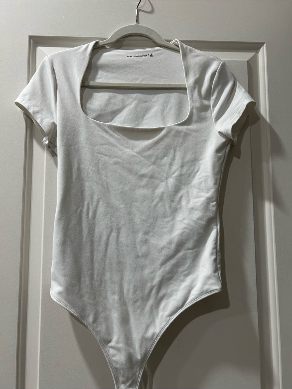 Abercrombie & Fitch White Short Sleeve Square Neck Bodysuit